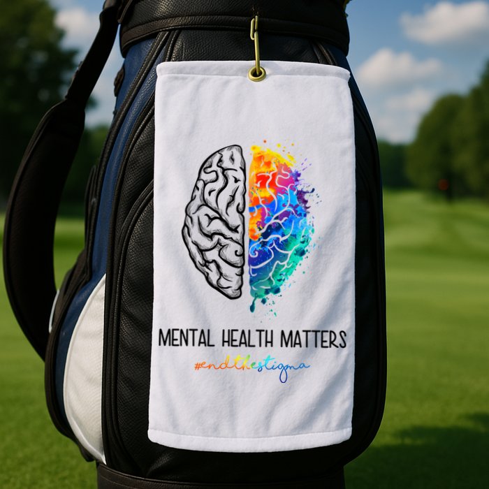 Mental Health Matter End The Stigma Colorful Brain Golf Towel