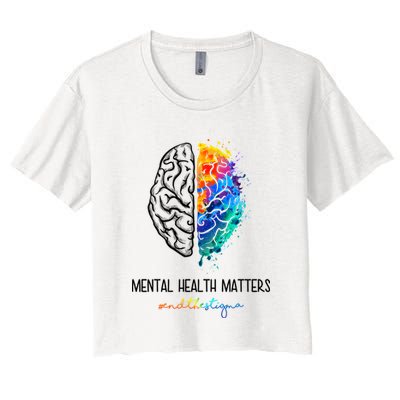 Mental Health Matter End The Stigma Colorful Brain Crop Top