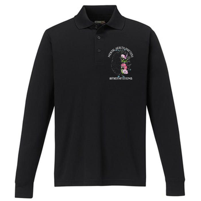 Mental Health Matters Awareness Month End The Stigma Brain Performance Long Sleeve Polo