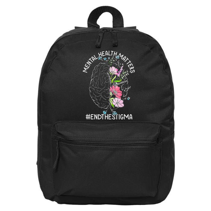 Mental Health Matters Awareness Month End The Stigma Brain 16 in Basic Backpack