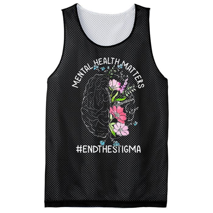 Mental Health Matters Awareness Month End The Stigma Brain Mesh Reversible Basketball Jersey Tank