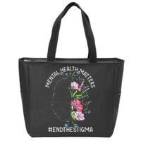 Mental Health Matters Awareness Month End The Stigma Brain Zip Tote Bag