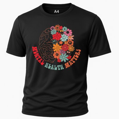 Mental Health Matters Brain Flowers Smiling Face Performance Shirt