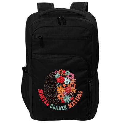 Mental Health Matters Brain Flowers Smiling Face Impact Tech Backpack