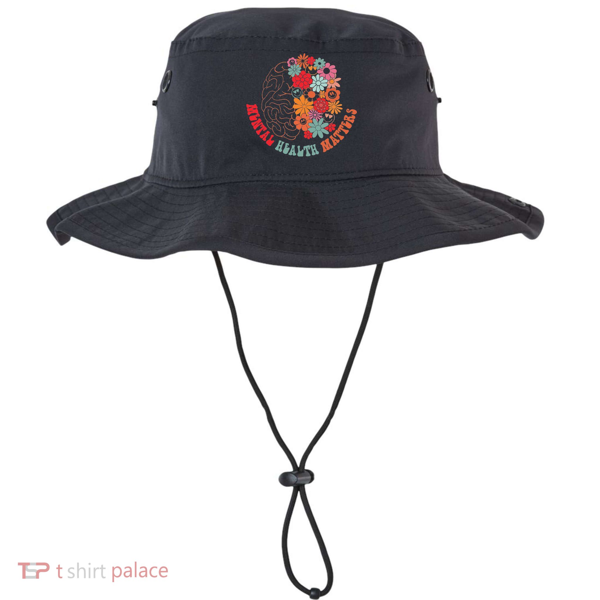Mental Health Matters Brain Flowers Smiling Face Bucket Hat