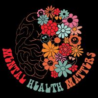 Mental Health Matters Brain Flowers Smiling Face Drawstring Bag