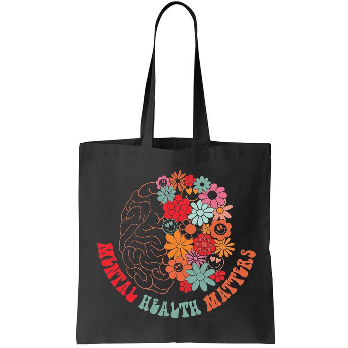 Mental Health Matters Brain Flowers Smiling Face Bag