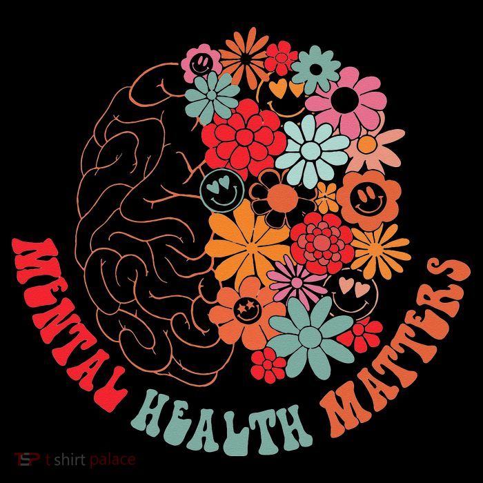 Mental Health Matters Brain Flowers Smiling Face Youth Performance Sprint T-Shirt