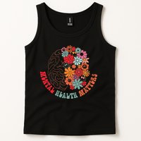 Mental Health Matters Brain Flowers Smiling Face Tank Top