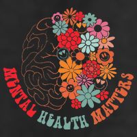 Mental Health Matters Brain Flowers Smiling Face Golf Towel