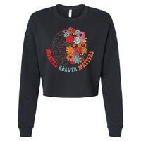 Mental Health Matters Brain Flowers Smiling Face Cropped Pullover Crew