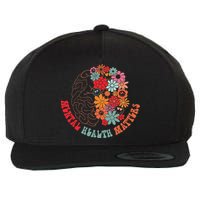 Mental Health Matters Brain Flowers Smiling Face Wool Snapback Cap