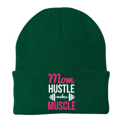 Mom Hustle Makes Muscle Funny Mother Fitness Rhyme Workout Funny Gift Knit Cap Winter Beanie