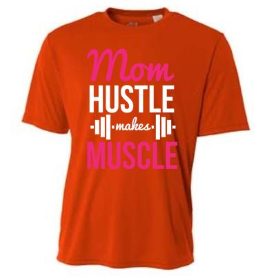 Mom Hustle Makes Muscle Funny Mother Fitness Rhyme Workout Funny Gift Cooling Performance Crew T-Shirt