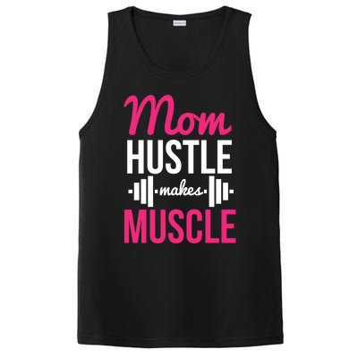 Mom Hustle Makes Muscle Funny Mother Fitness Rhyme Workout Funny Gift PosiCharge Competitor Tank