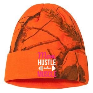 Mom Hustle Makes Muscle Funny Mother Fitness Rhyme Workout Funny Gift Kati Licensed 12" Camo Beanie