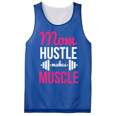 Mom Hustle Makes Muscle Funny Mother Fitness Rhyme Workout Funny Gift Mesh Reversible Basketball Jersey Tank