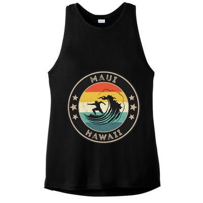 Maui Hawaii Maui Surfer Wo Maui Ladies PosiCharge Tri-Blend Wicking Tank