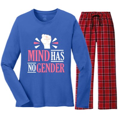 Mind Has No Gender Hu Rights Gender Equality Feminist Gift Women's Long Sleeve Flannel Pajama Set 