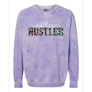 Mother Hustler Neon Cheetah Print Gift For Mom Colorblast Crewneck Sweatshirt