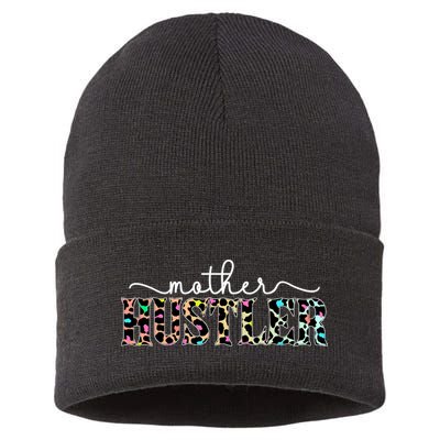 Mother Hustler Neon Cheetah Print Gift For Mom Sustainable Knit Beanie