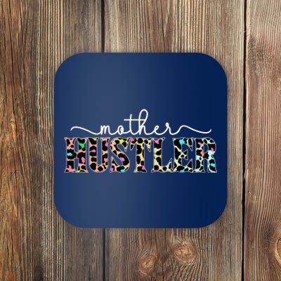 Mother Hustler Neon Cheetah Print Gift For Mom Coaster