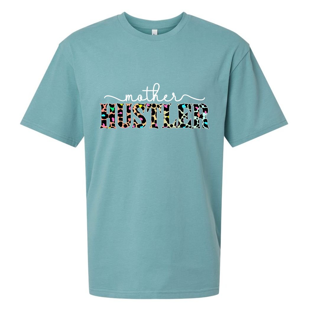 Mother Hustler Neon Cheetah Print Gift For Mom Sueded Cloud Jersey T-Shirt