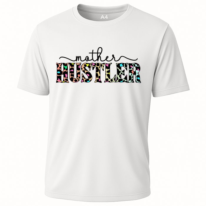 Mother Hustler Neon Cheetah Print Gift For Mom Cooling Performance Crew T-Shirt
