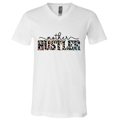 Mother Hustler Neon Cheetah Print Gift For Mom V-Neck T-Shirt