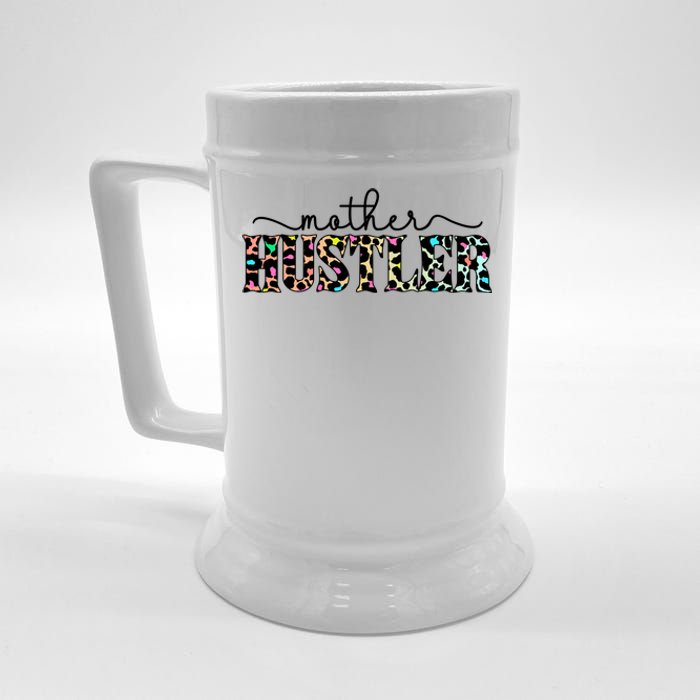 Mother Hustler Neon Cheetah Print Gift For Mom Beer Stein