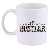 Mother Hustler Neon Cheetah Print Gift For Mom 11oz C Handle Ceramic Mug