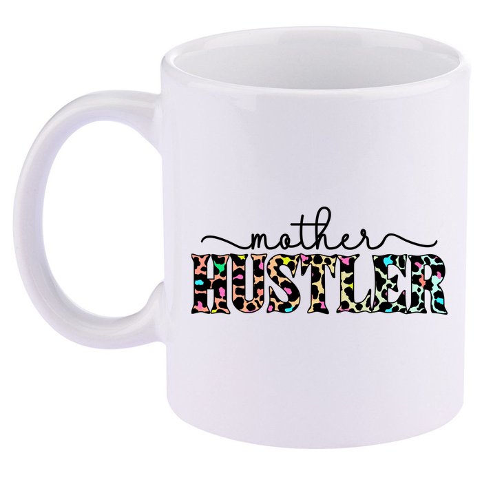 Mother Hustler Neon Cheetah Print Gift For Mom 11oz C Handle Ceramic Mug