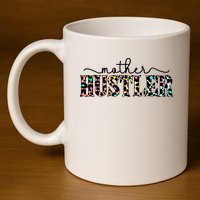 Mother Hustler Neon Cheetah Print Gift For Mom 11oz C Handle Ceramic Mug