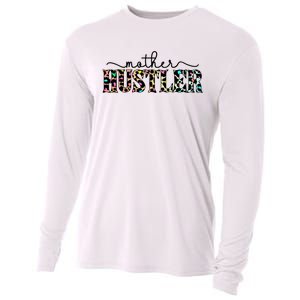 Mother Hustler Neon Cheetah Print Gift For Mom Cooling Performance Long Sleeve Crew