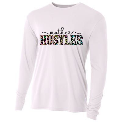 Mother Hustler Neon Cheetah Print Gift For Mom Cooling Performance Long Sleeve Crew
