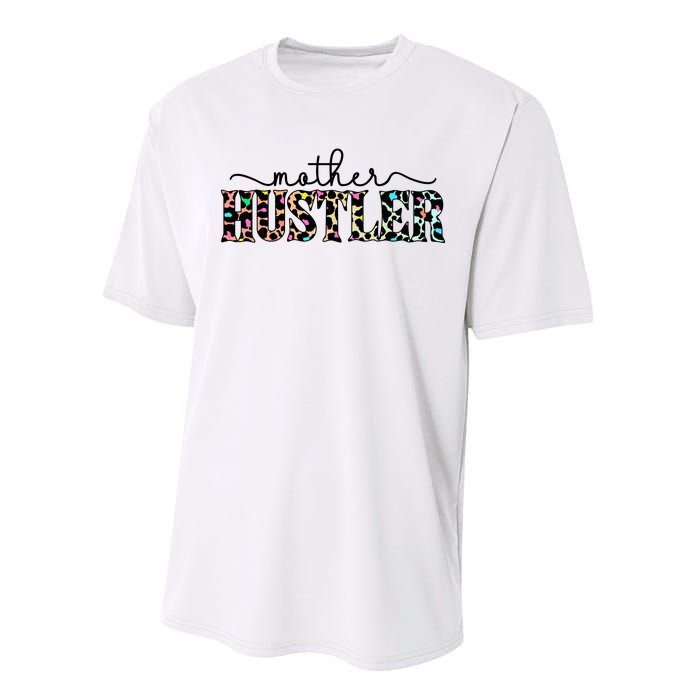 Mother Hustler Neon Cheetah Print Gift For Mom Performance Sprint T-Shirt