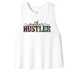 Mother Hustler Neon Cheetah Print Gift For Mom Women's Racerback Cropped Tank