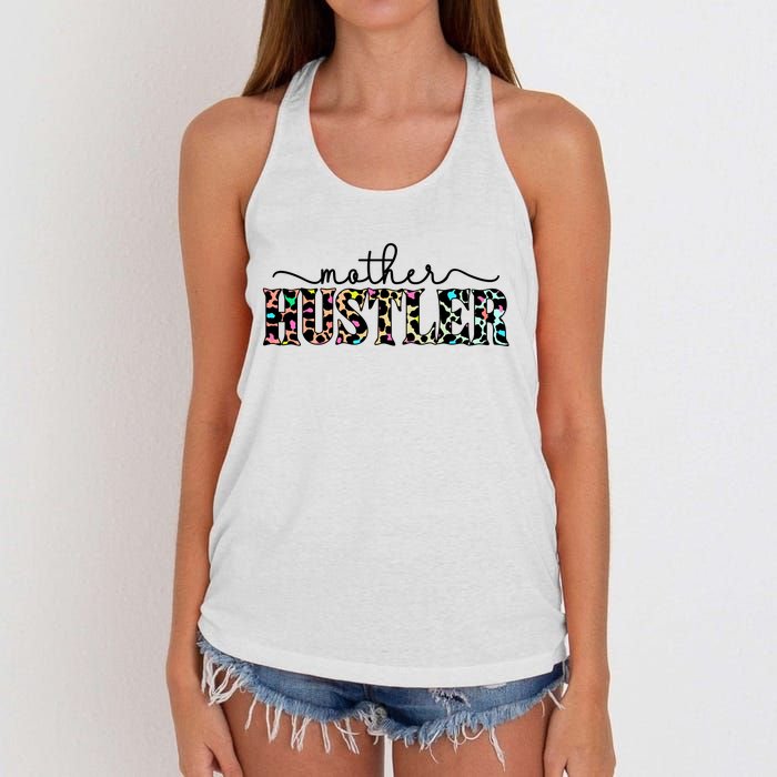 Mother Hustler Neon Cheetah Print Gift For Mom Women's Knotted Racerback Tank