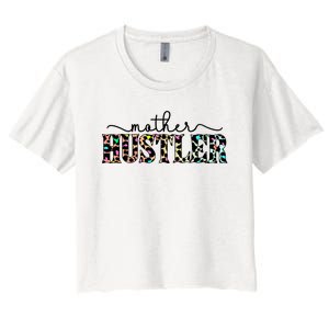 Mother Hustler Neon Cheetah Print Gift For Mom Women's Crop Top Tee