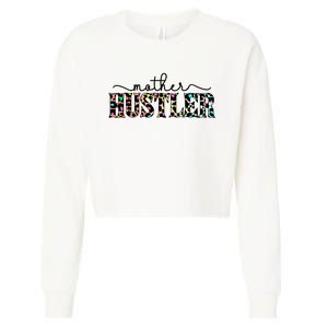 Mother Hustler Neon Cheetah Print Gift For Mom Cropped Pullover Crew