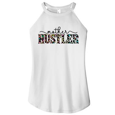 Mother Hustler Neon Cheetah Print Gift For Mom Women's Perfect Tri Rocker Tank