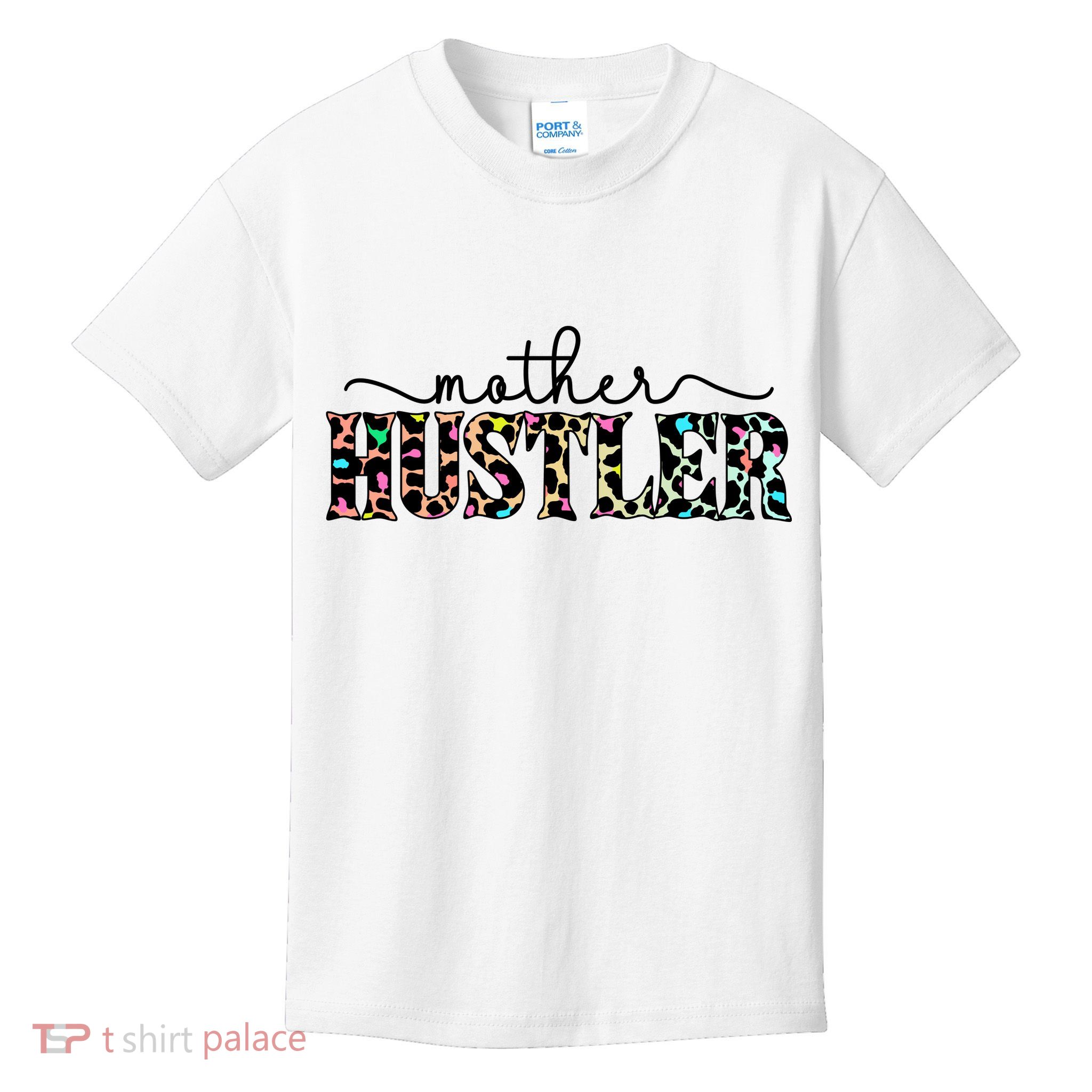 Mother Hustler Neon Cheetah Print Gift For Mom Kids T-Shirt