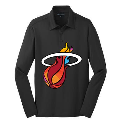 Miami Heat New Era Silk Touch Performance Long Sleeve Polo