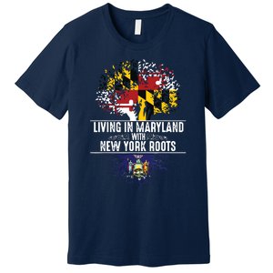 Maryland Home New York Roots State Tree Flag Love Gift Premium T-Shirt