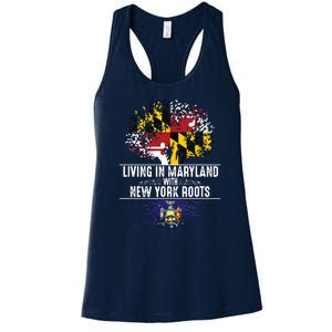 Maryland Home New York Roots State Tree Flag Love Gift Women's Racerback Tank