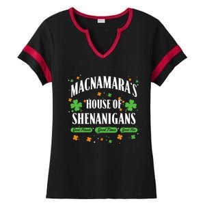 Mcnamara House Of Shenanigans Personalized St Patricks Day Cool Gift Ladies Halftime Notch Neck Tee