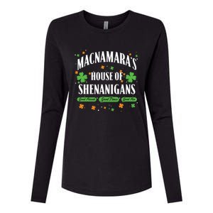 Mcnamara House Of Shenanigans Personalized St Patricks Day Cool Gift Womens Cotton Relaxed Long Sleeve T-Shirt