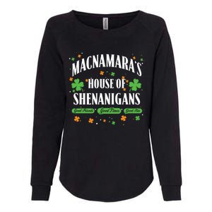 Mcnamara House Of Shenanigans Personalized St Patricks Day Cool Gift Womens California Wash Sweatshirt