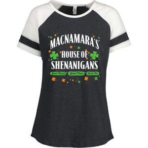 Mcnamara House Of Shenanigans Personalized St Patricks Day Cool Gift Enza Ladies Jersey Colorblock Tee