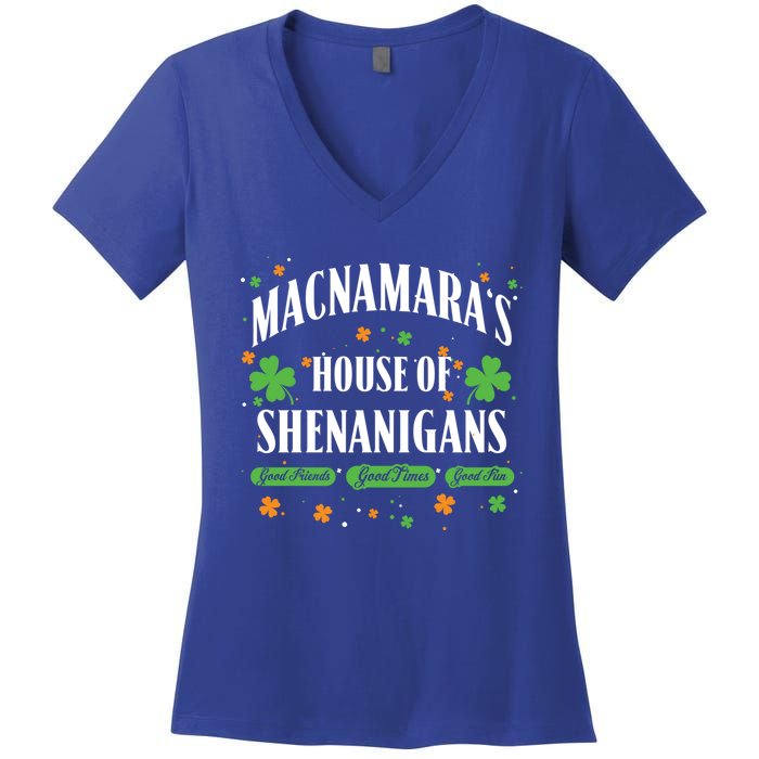 Mcnamara House Of Shenanigans Personalized St Patricks Day Cool Gift Women's V-Neck T-Shirt